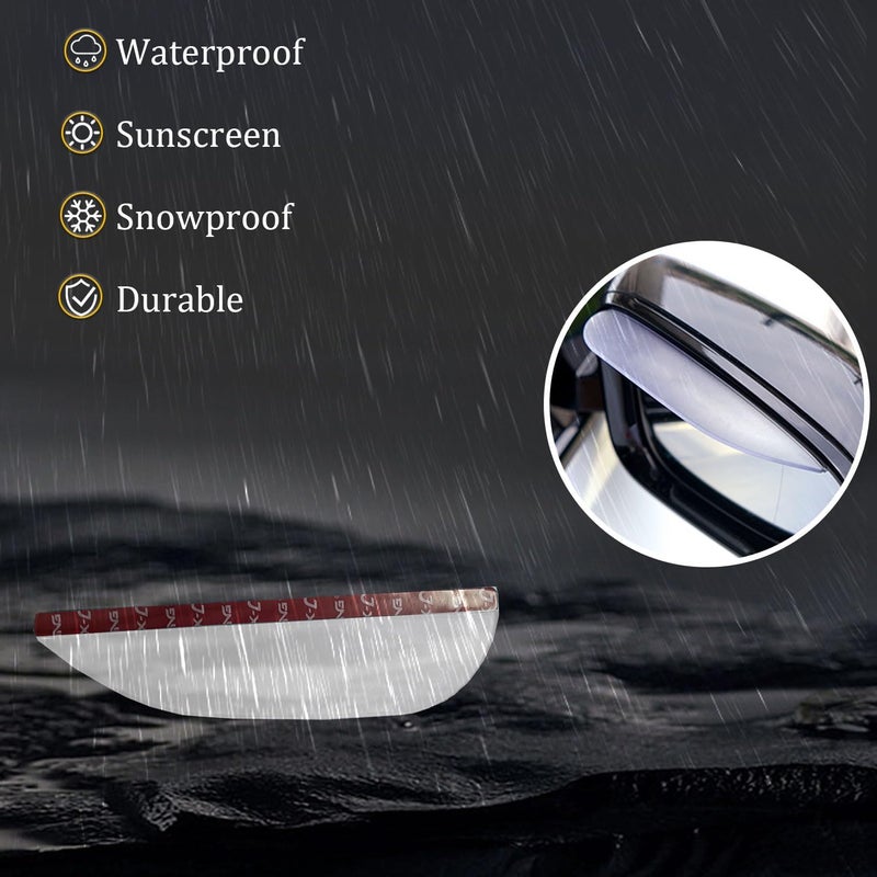 Pincuttee 2PC Side Mirror Visor Rain Guards,Car Rear View Mirror Rain Cover,Silicone Rain Shield,Mirror Cover Rubber Visor Guard(Transparent,2Pack) - Image 4